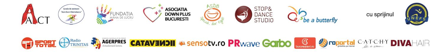Parteneri și colaboratori — Tabăra de Dans Urban: A.C.T., Școala de Antrenori, Fundația Mâna de Lucru, Asociația Down Plus București, ASDB, Stop&Dance Studio, be a butterfly, UNEFS și partenerii media
